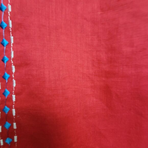 Aurie L'Atelier Red Embroidered Dress W/Missing String + Tassel No Size/Fabric - Picture 8 of 11